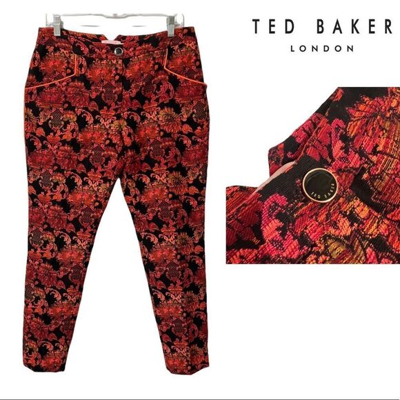 TED BAKER Size 6US 2TB Floral jacquard fabric tapered trouser. - Picture 1 of 12